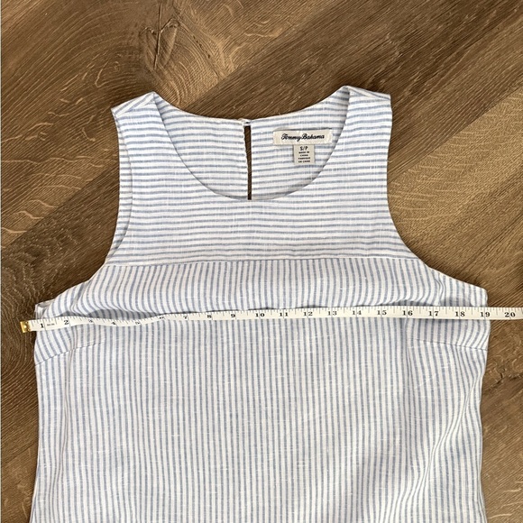 Tommy Bahama 100% Linen Blue Striped Sleeveless Dress - Picture 7 of 11